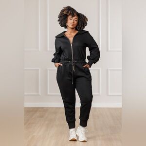 Fashion Nova Black‎ Zip-Up Jumpsuit